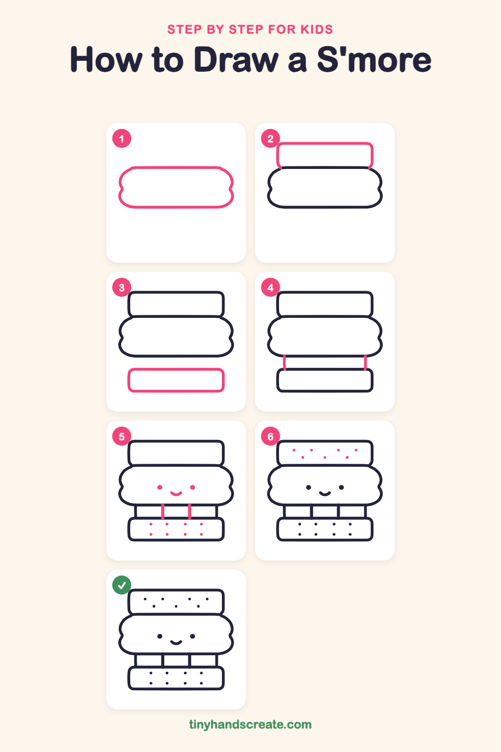 How to draw a s'more step by step for kids