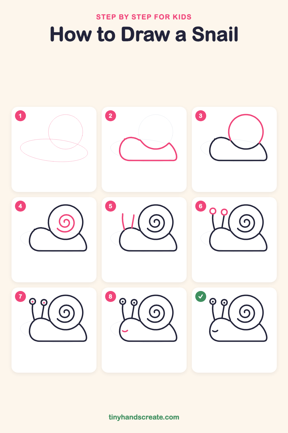 How to draw a snail step by step for kids