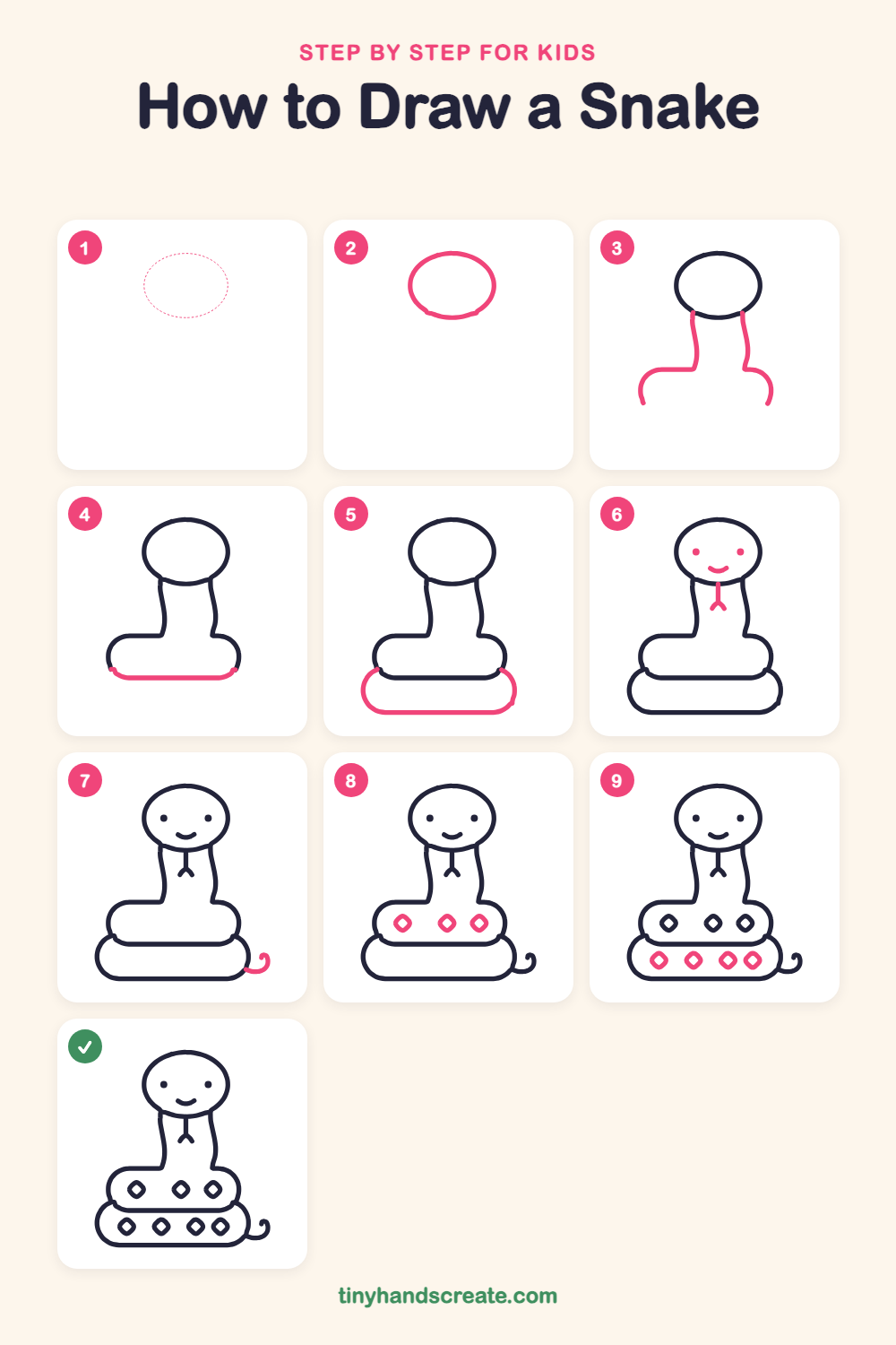 How to draw a snake step by step for kids