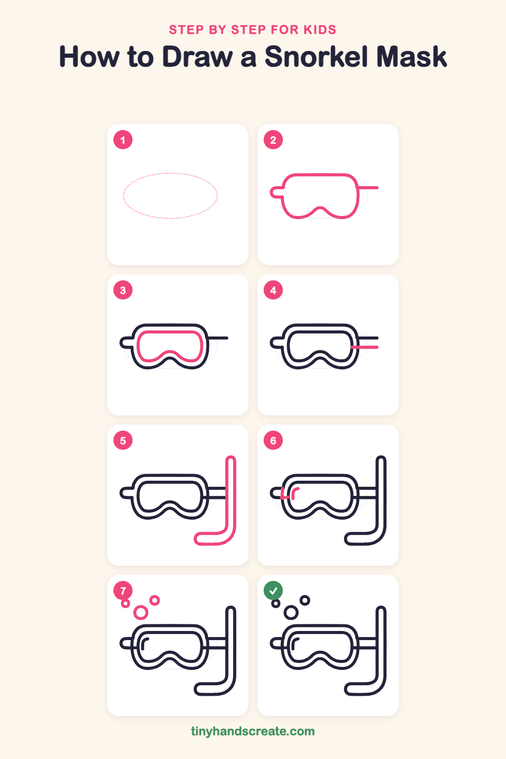 How to draw a snorkel mask step by step for kids