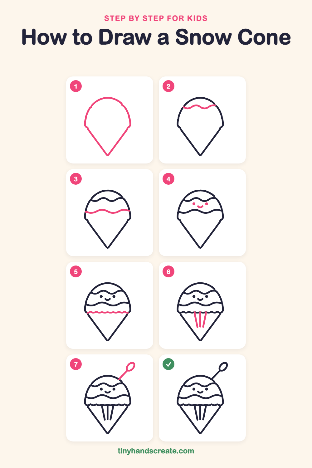 How to draw a snow cone step by step for kids