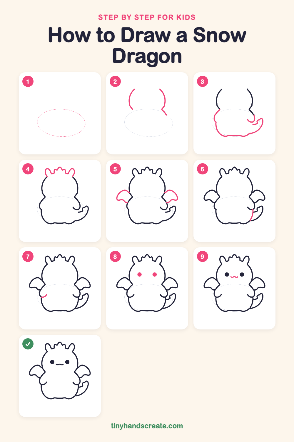 How to draw a snow dragon step by step for kids