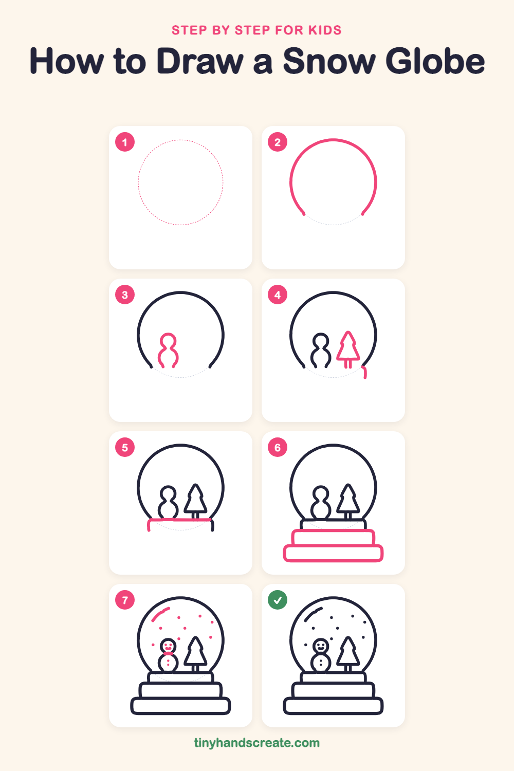How to draw a snow globe step by step for kids