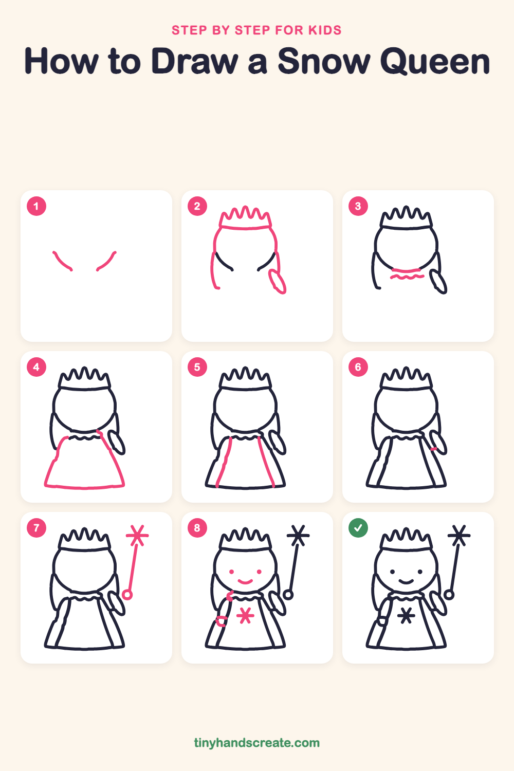 How to draw a snow queen step by step for kids