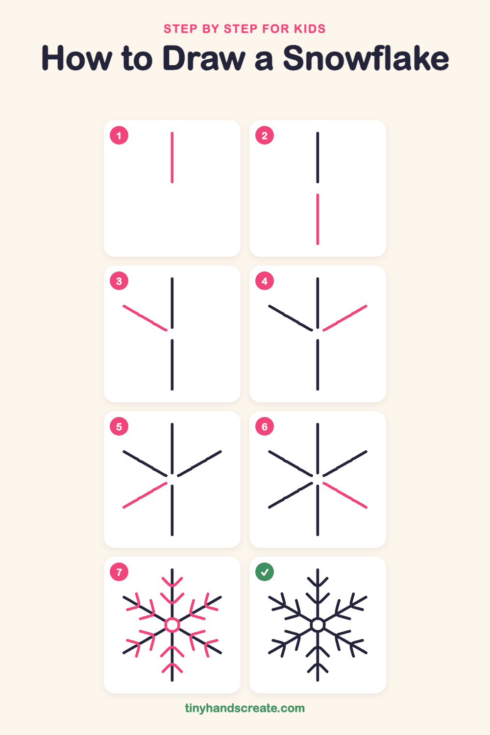 How to draw a snowflake step by step for kids