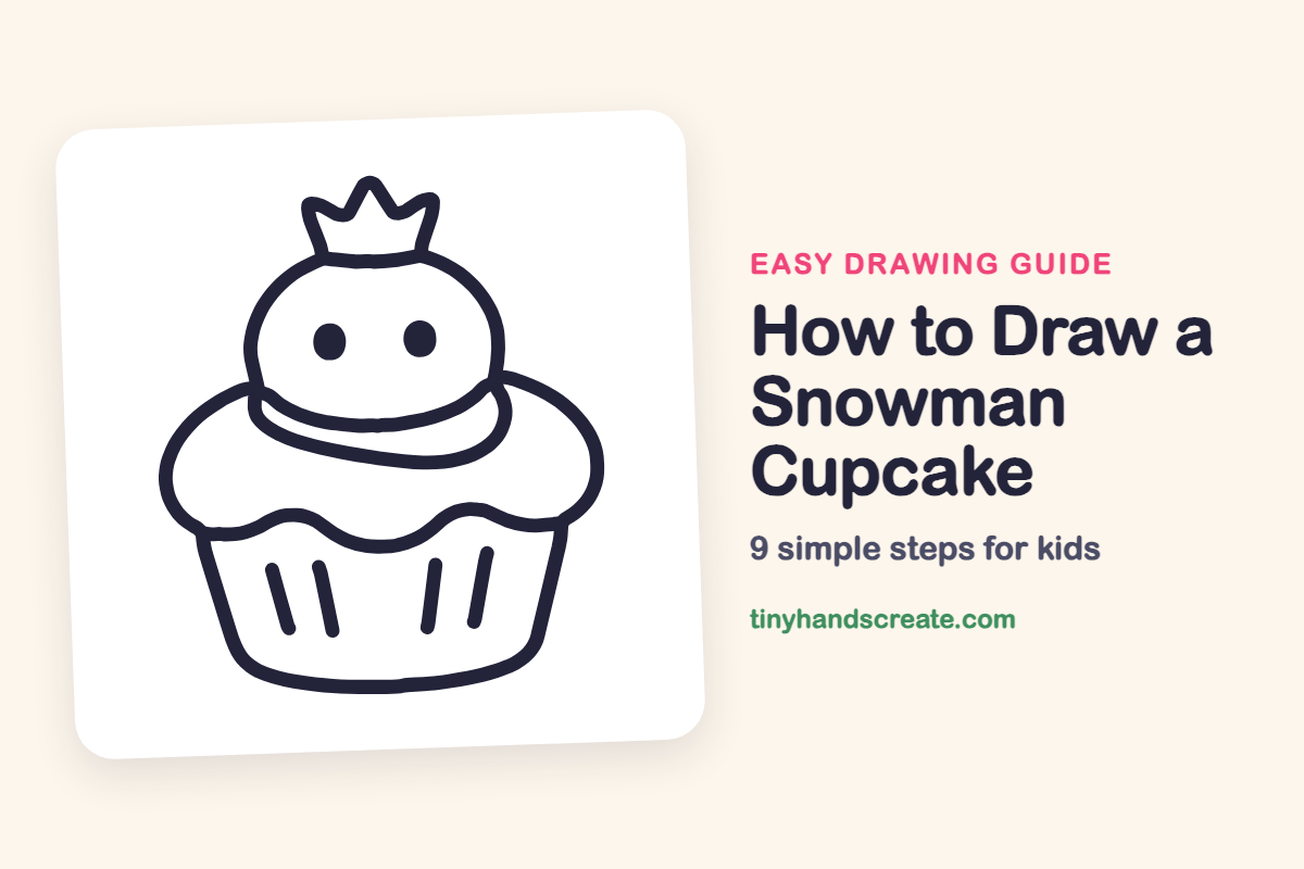 How to Draw a Snowman Cupcake: easy drawing guide for kids