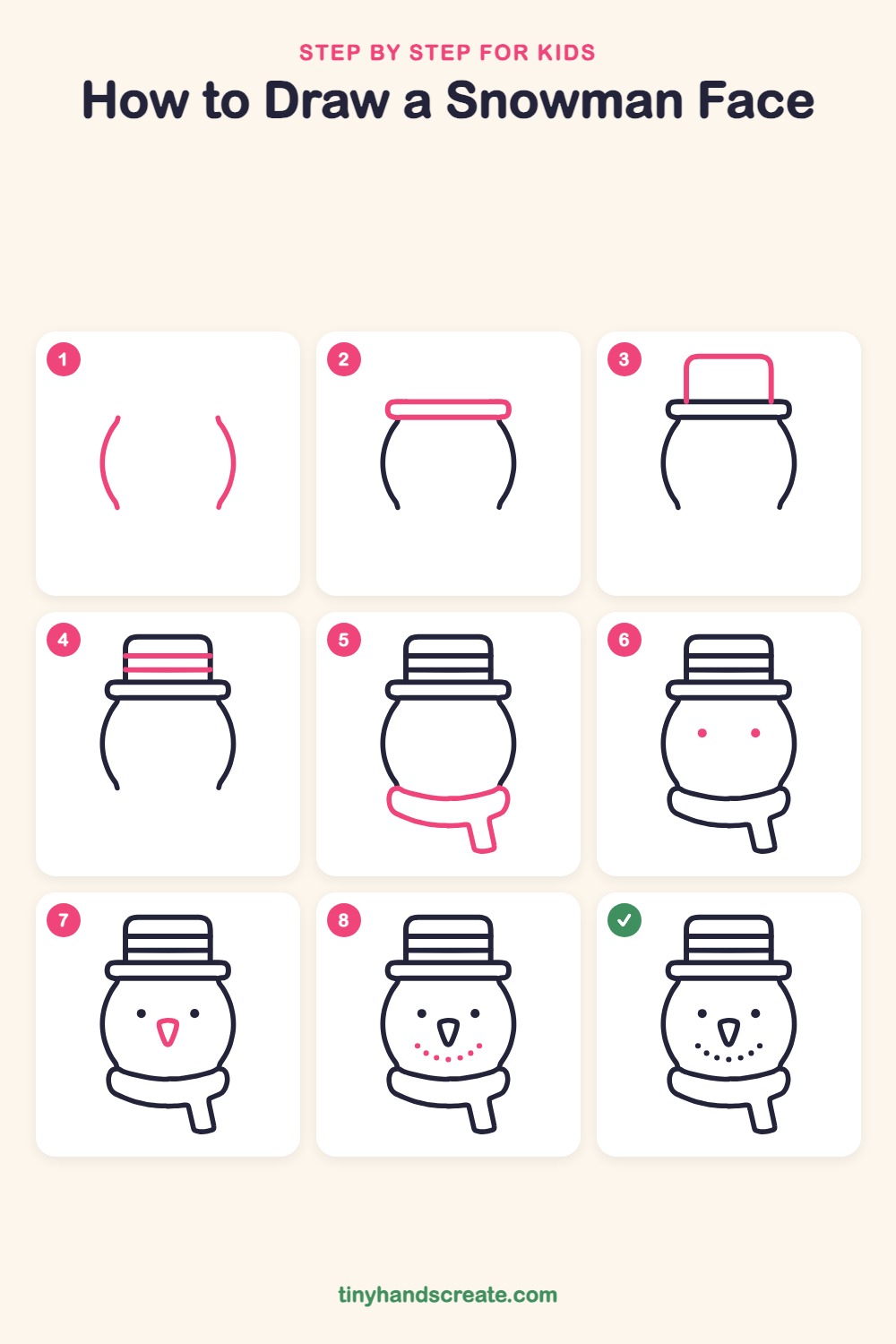 How to draw a snowman face step by step for kids