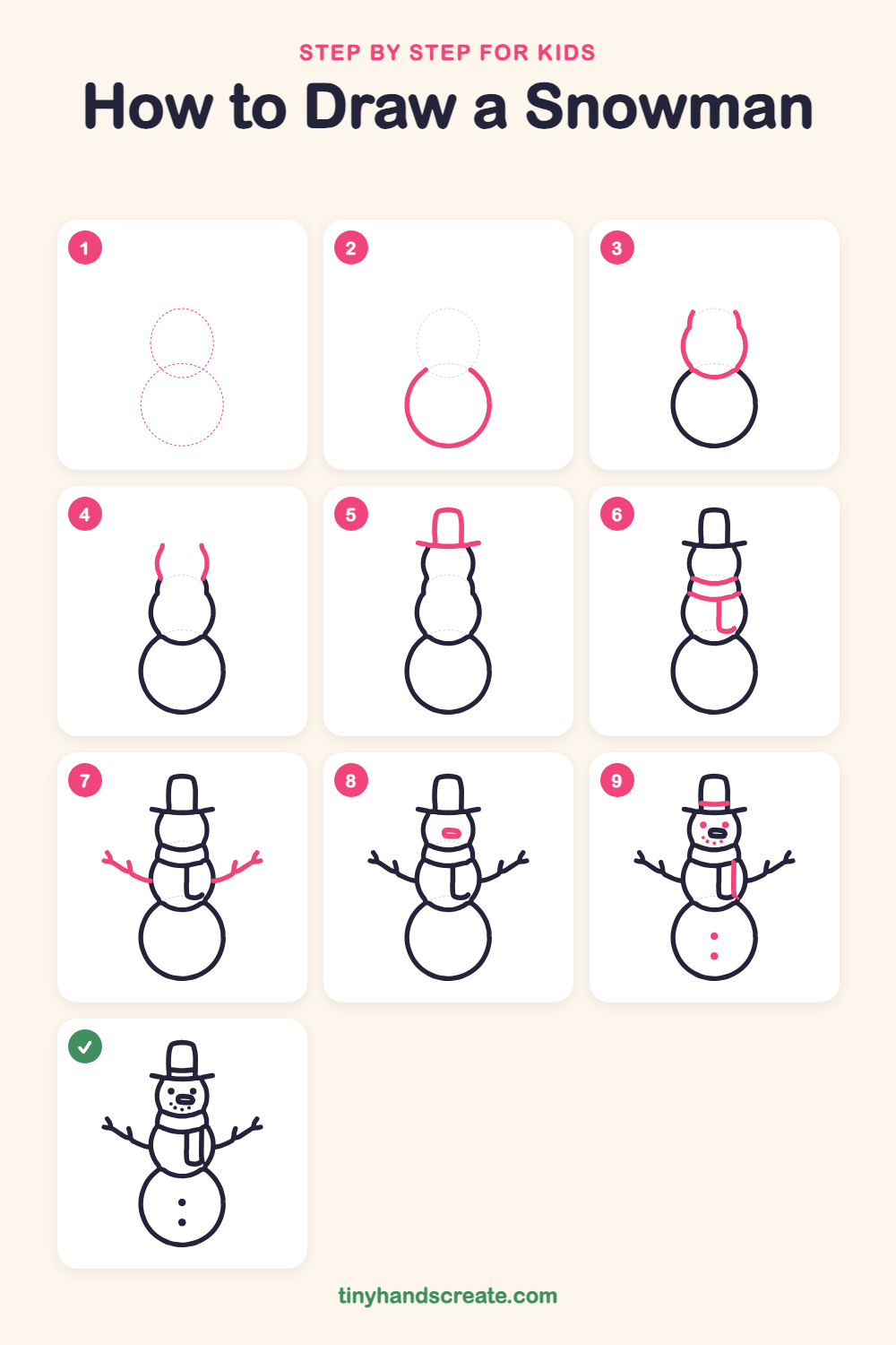 How to draw a snowman step by step for kids