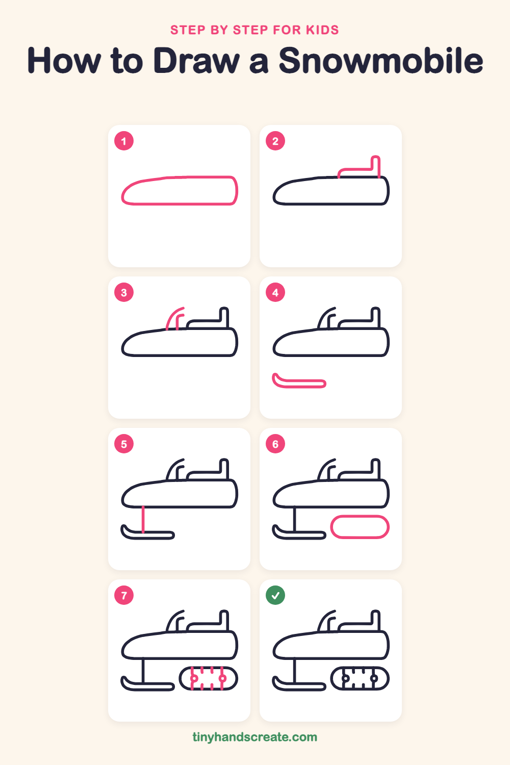 How to draw a snowmobile step by step for kids