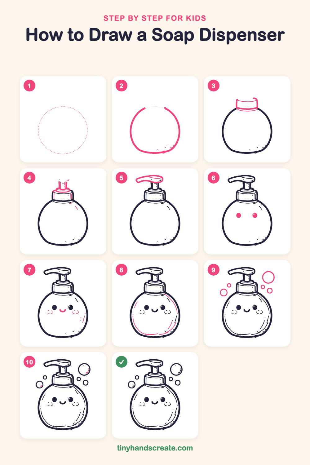 How to draw a soap dispenser step by step for kids