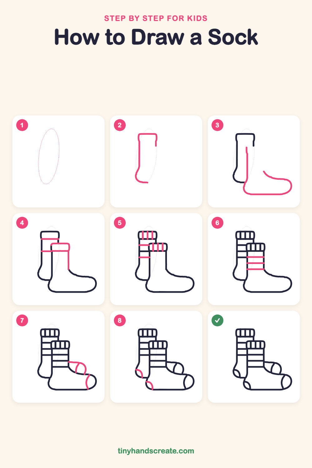 How to draw a sock step by step for kids