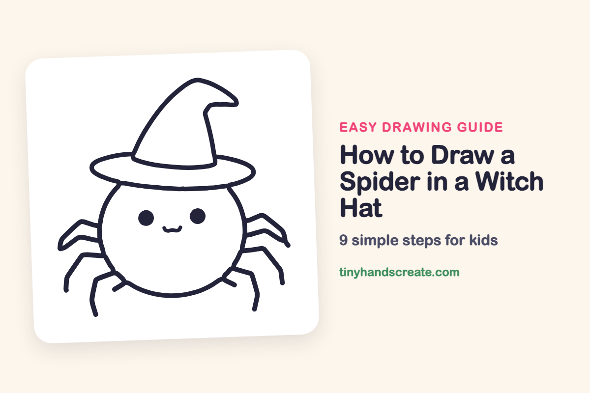 How to Draw a Spider in a Witch Hat: easy drawing guide for kids