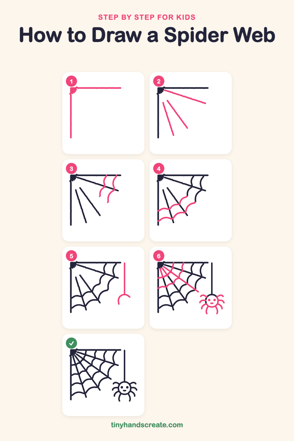 How to draw a spider web step by step for kids