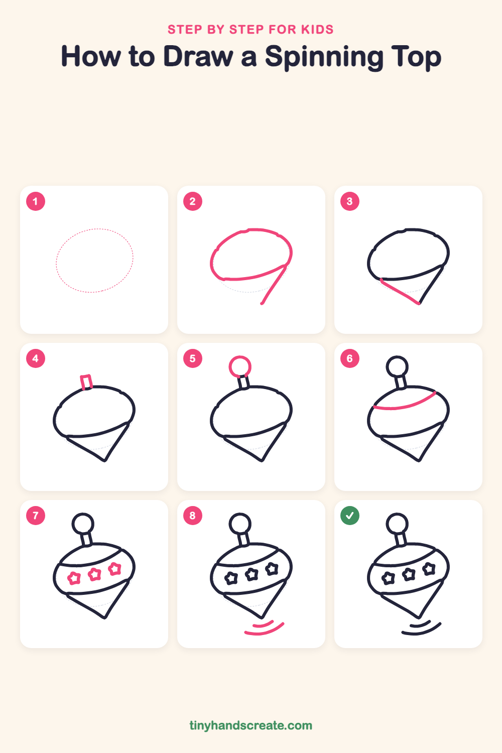 How to draw a spinning top step by step for kids