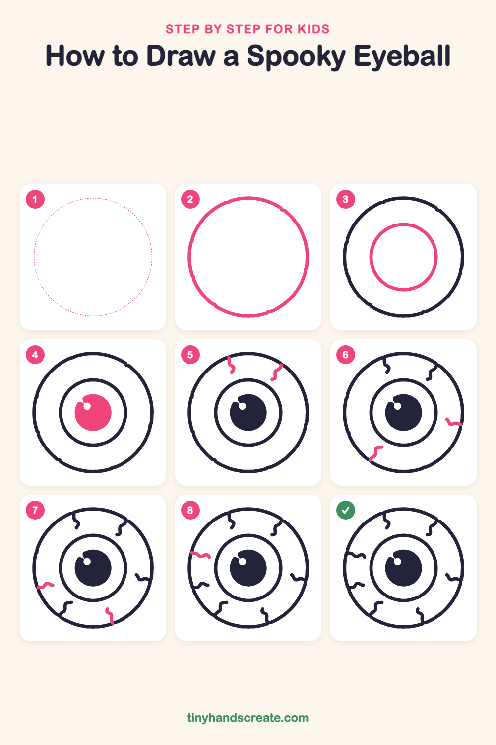 How to draw a spooky eyeball step by step for kids