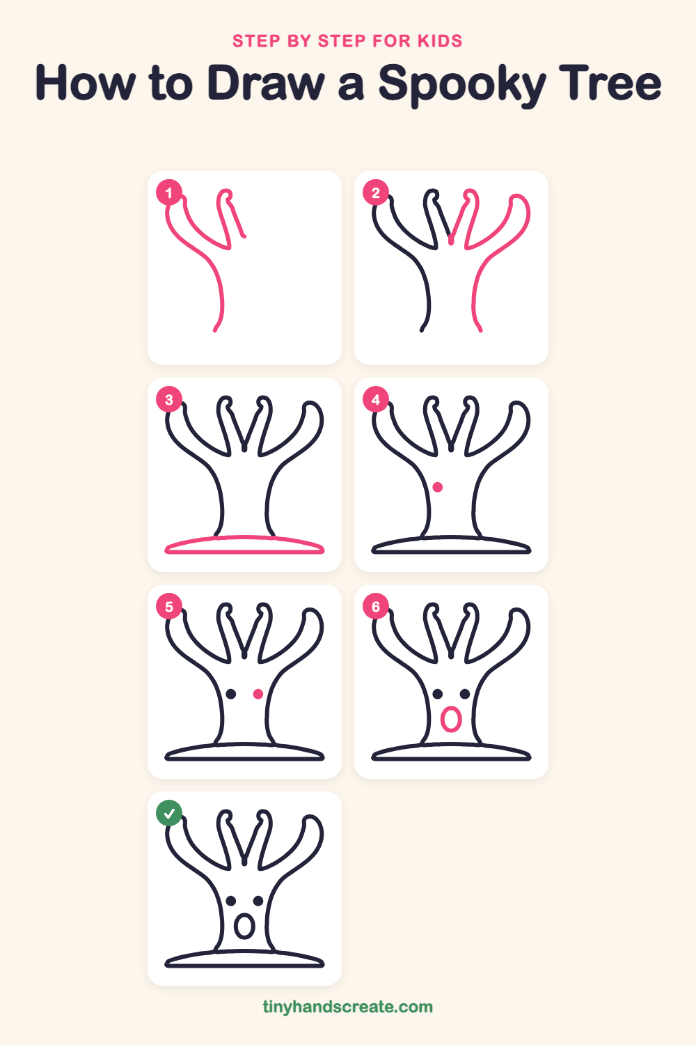 How to draw a spooky tree step by step for kids