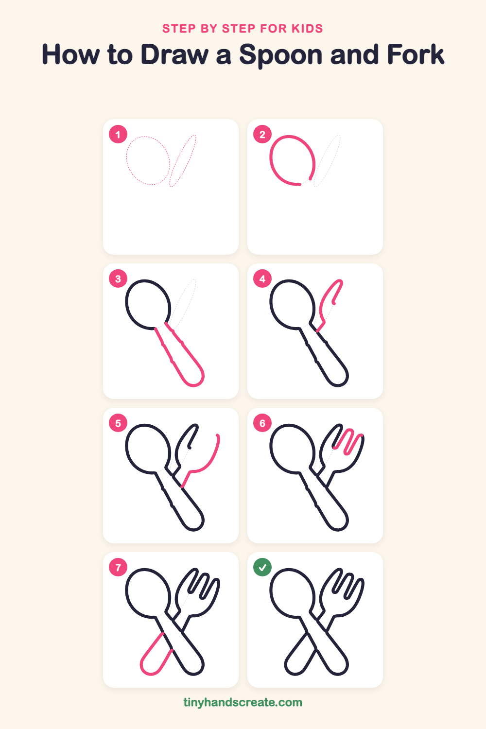 How to draw a spoon and fork step by step for kids