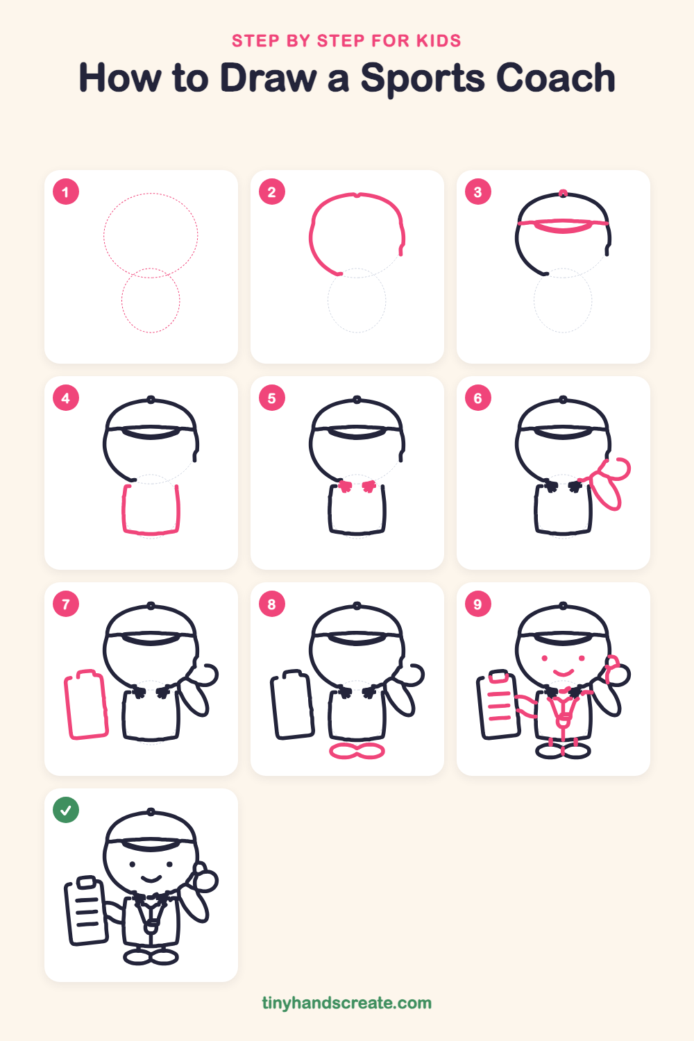 How to draw a sports coach step by step for kids