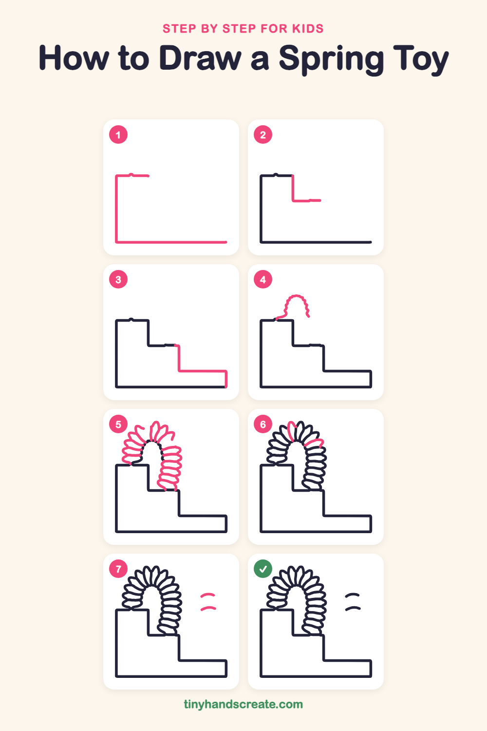 How to draw a spring toy step by step for kids