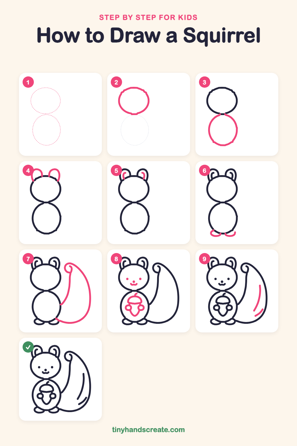 How to draw a squirrel step by step for kids
