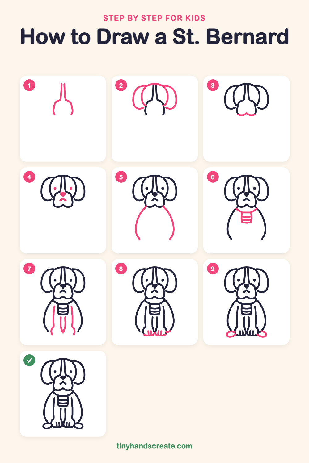 How to draw a St. Bernard step by step for kids