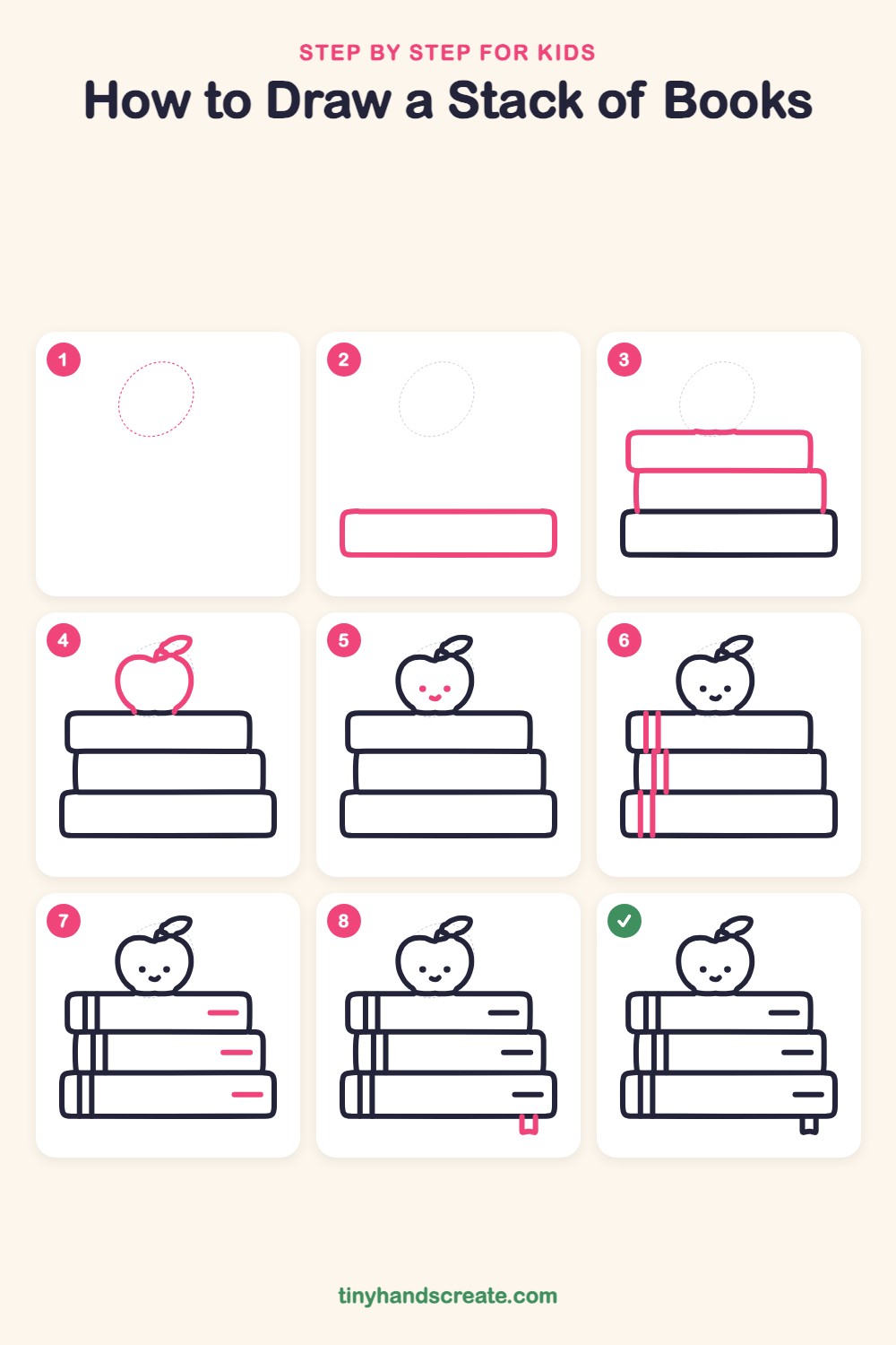 How to draw a stack of books step by step for kids