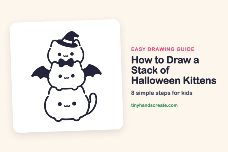 How to Draw a Stack of Halloween Kittens: easy drawing guide for kids