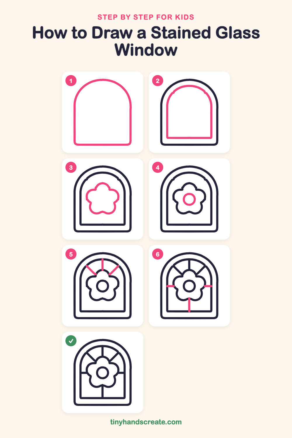 How to draw a stained glass window step by step for kids