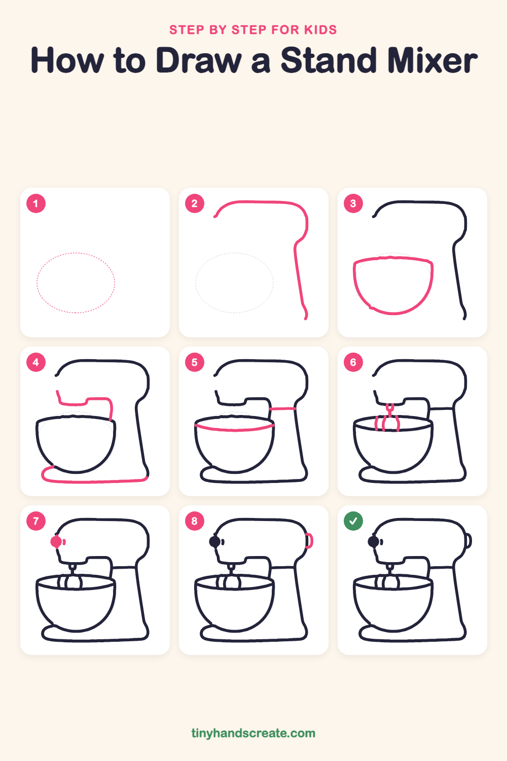 How to draw a stand mixer step by step for kids