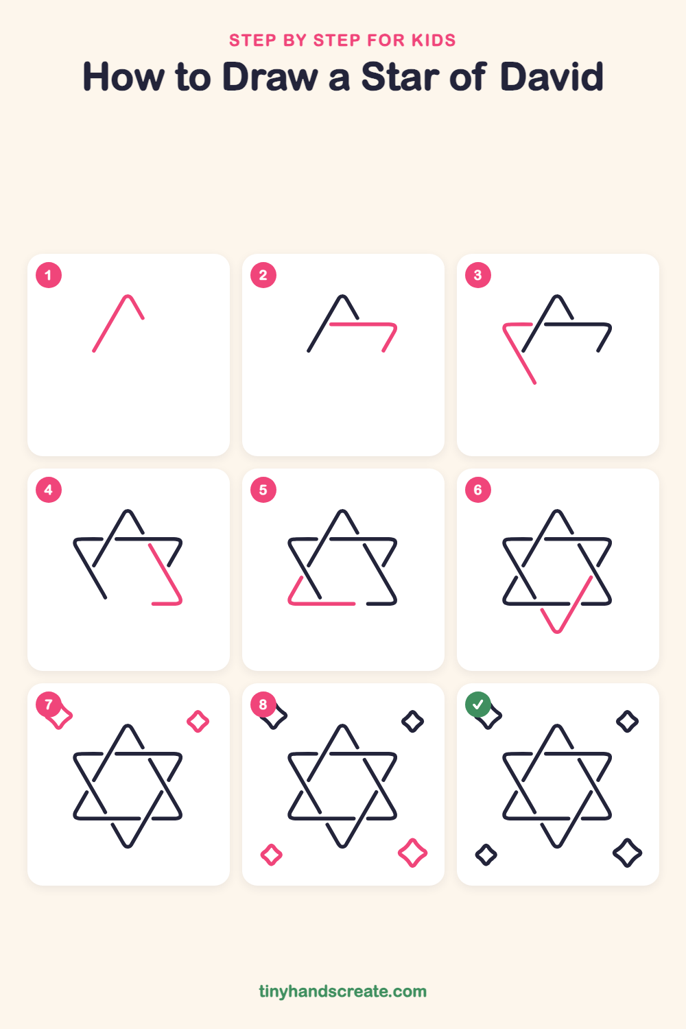 How to draw a Star of David step by step for kids