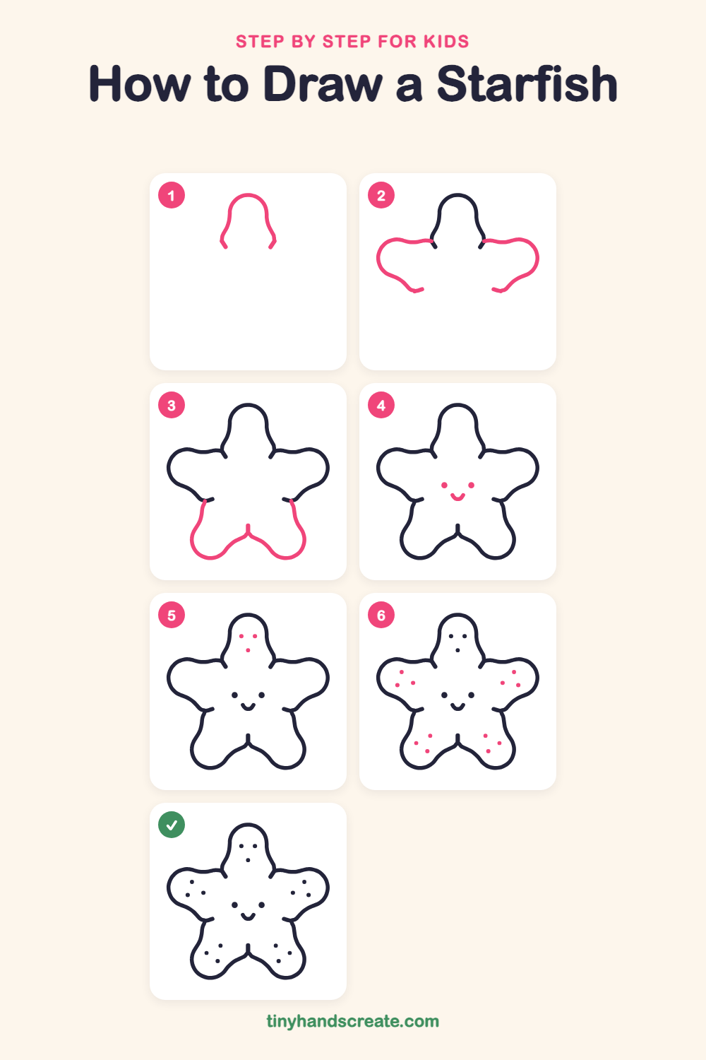 How to draw a starfish step by step for kids