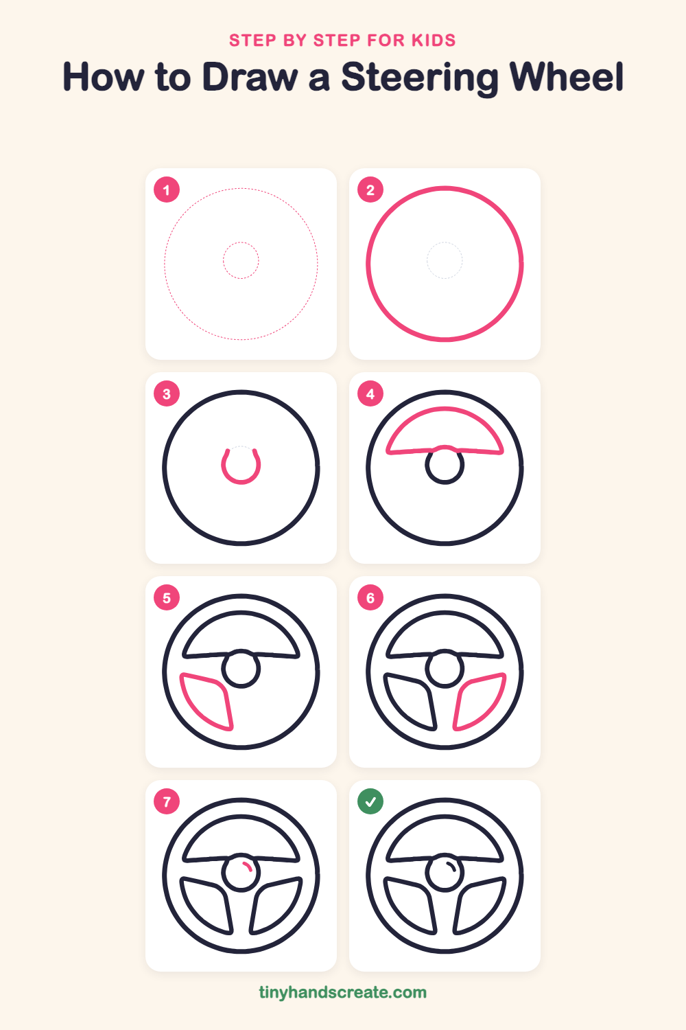 How to draw a steering wheel step by step for kids