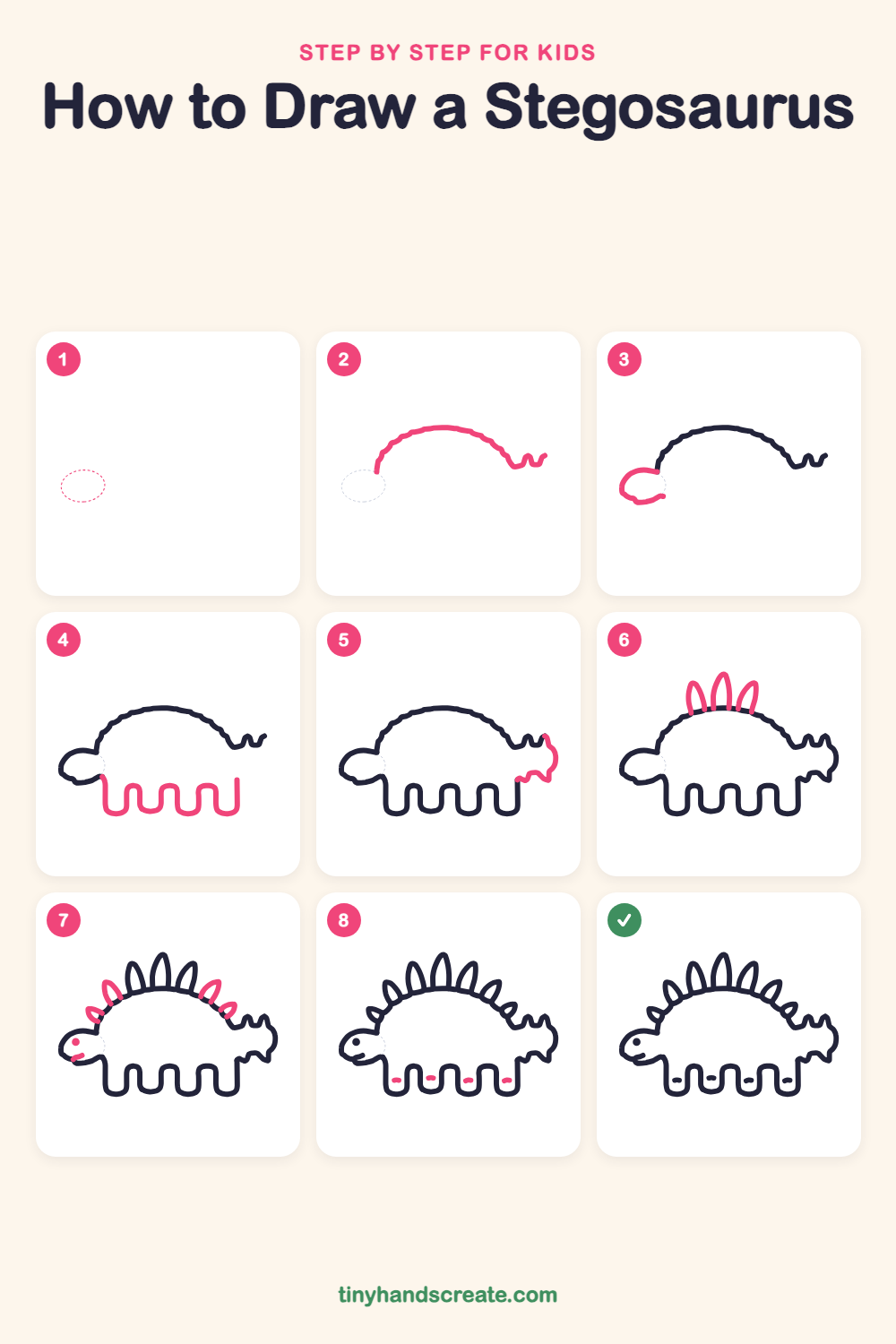 How to draw a stegosaurus step by step for kids