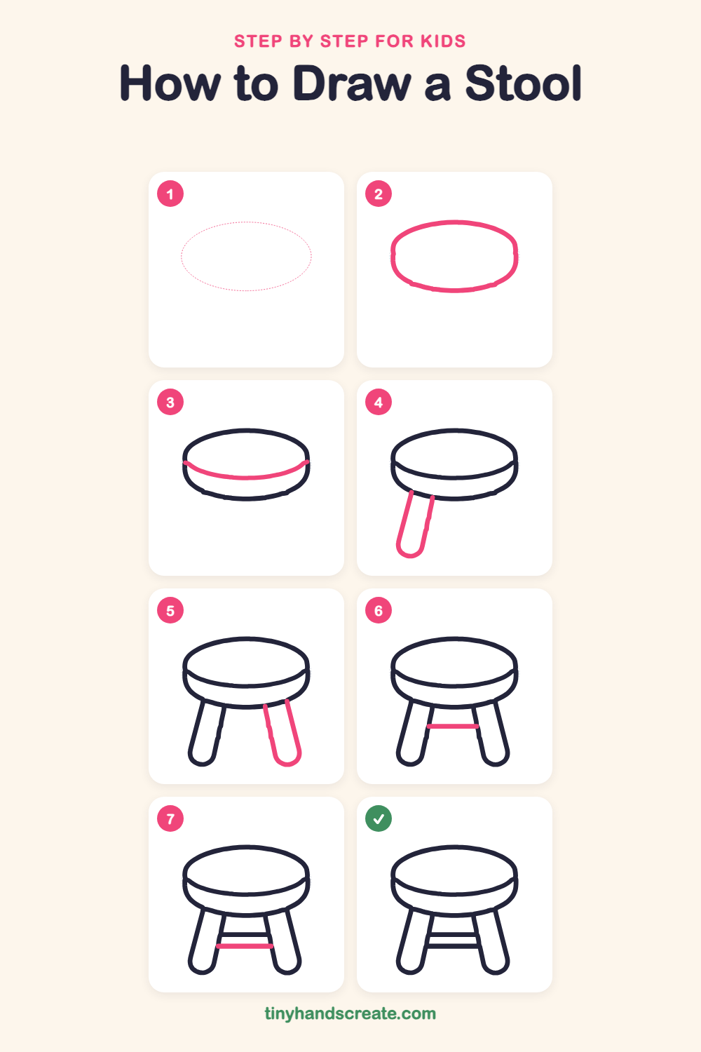 How to draw a stool step by step for kids
