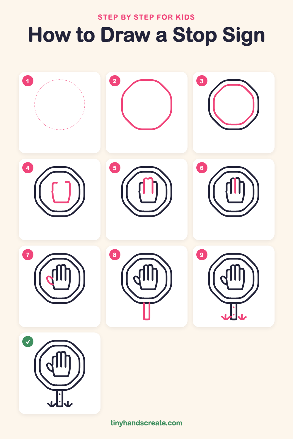 How to draw a stop sign step by step for kids