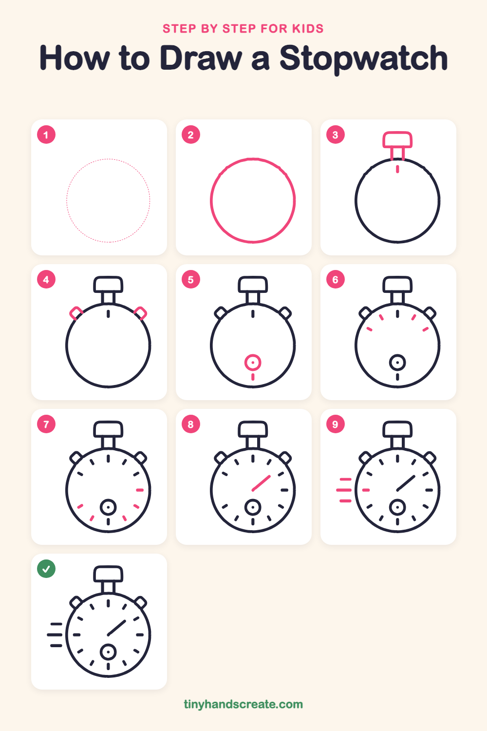How to draw a stopwatch step by step for kids