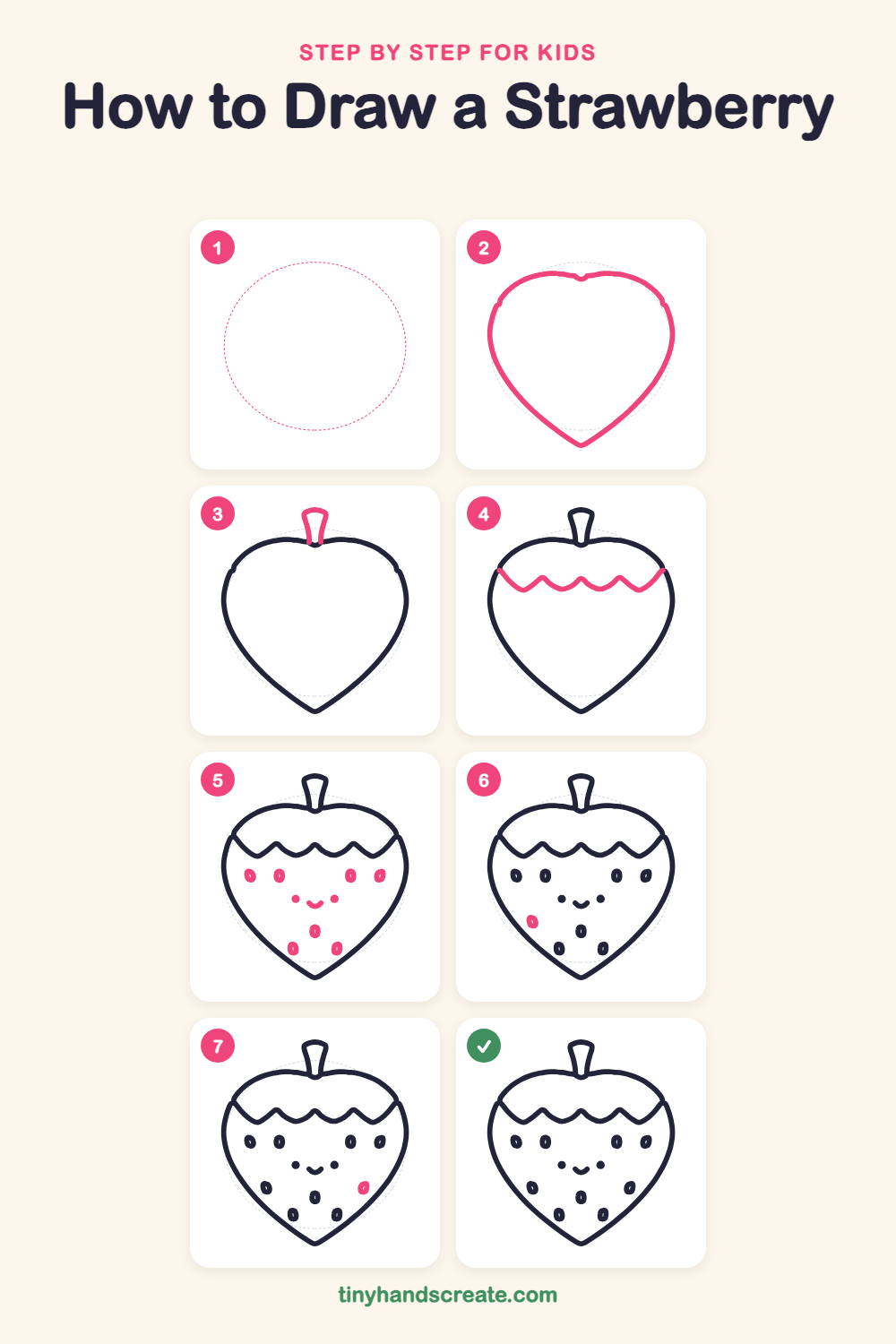 How to draw a strawberry step by step for kids