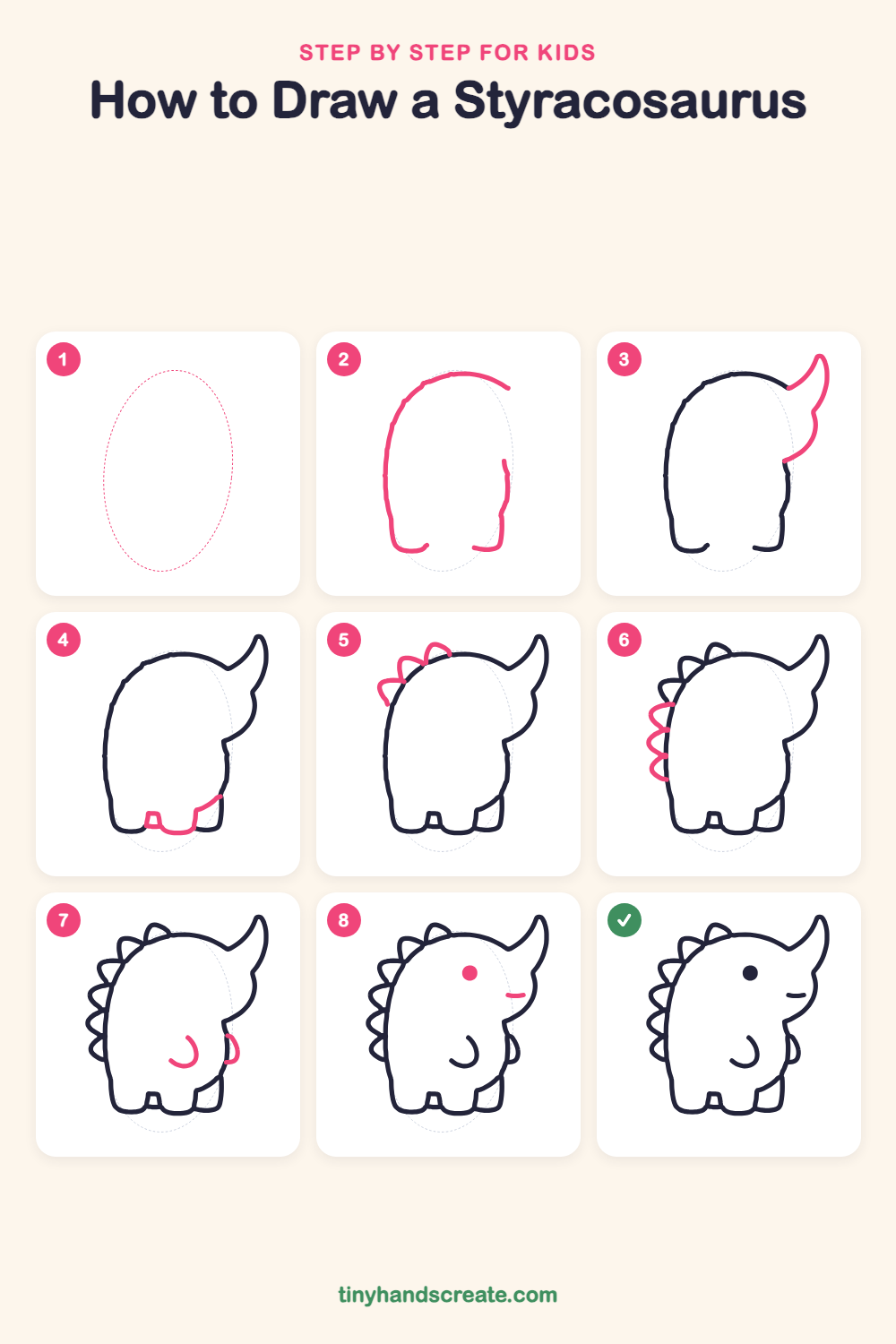 How to draw a styracosaurus step by step for kids