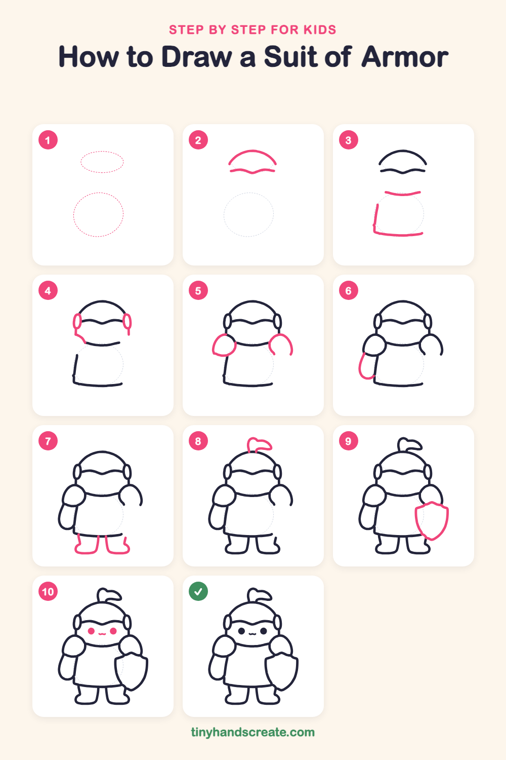 How to draw a suit of armor step by step for kids