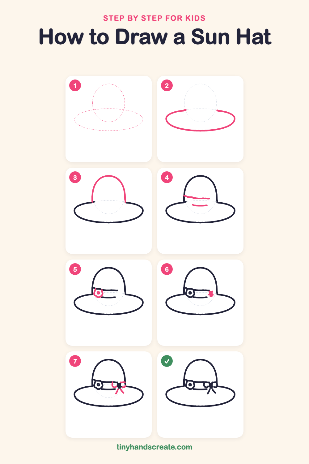 How to draw a sun hat step by step for kids