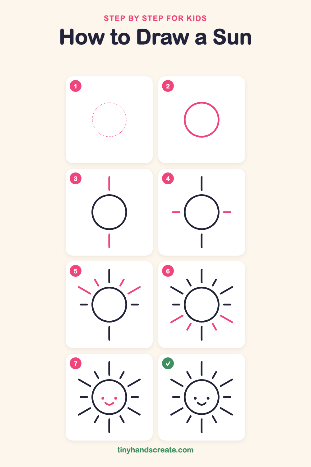 How to draw a sun step by step for kids
