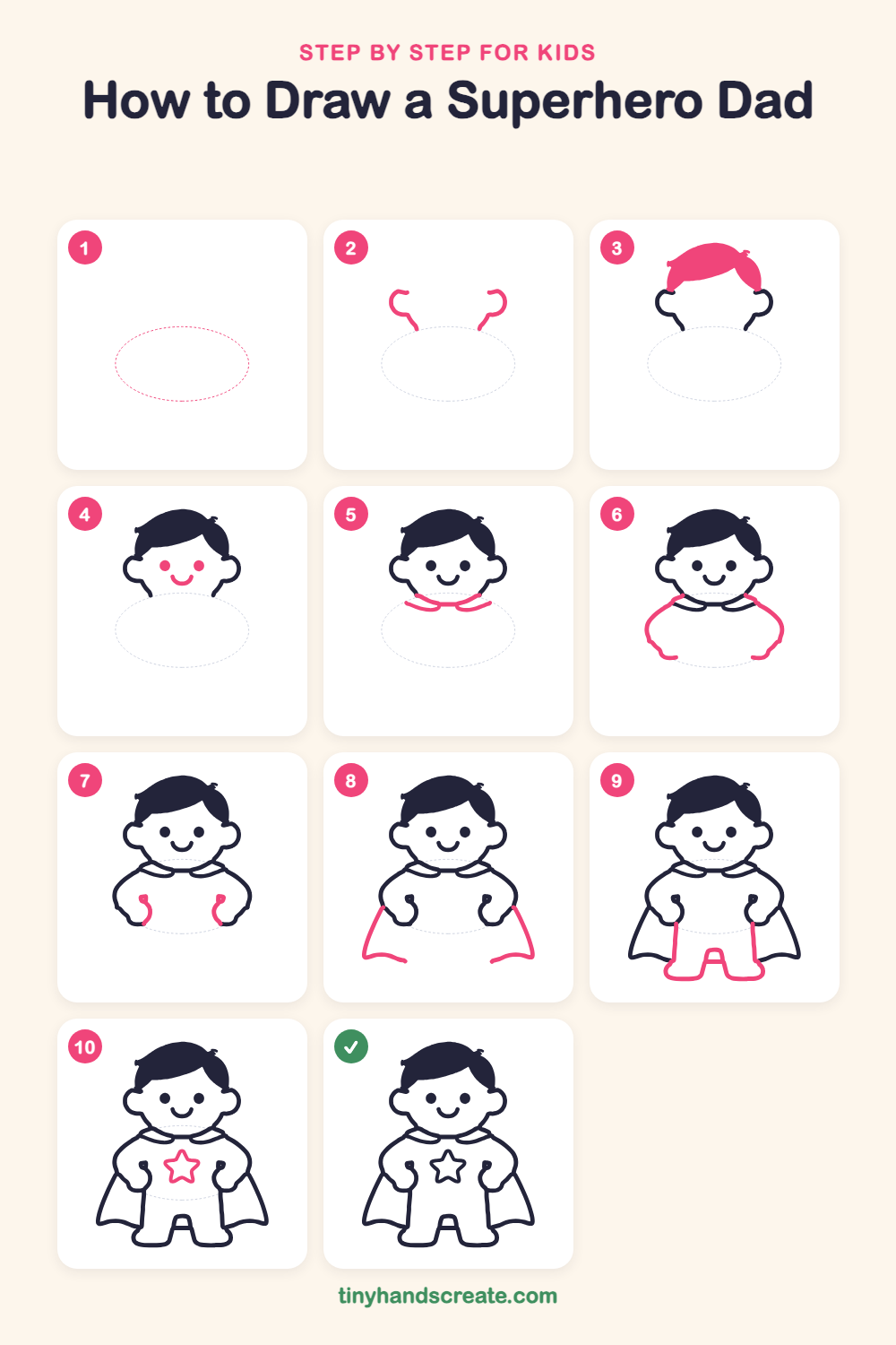 How to draw a superhero dad step by step for kids