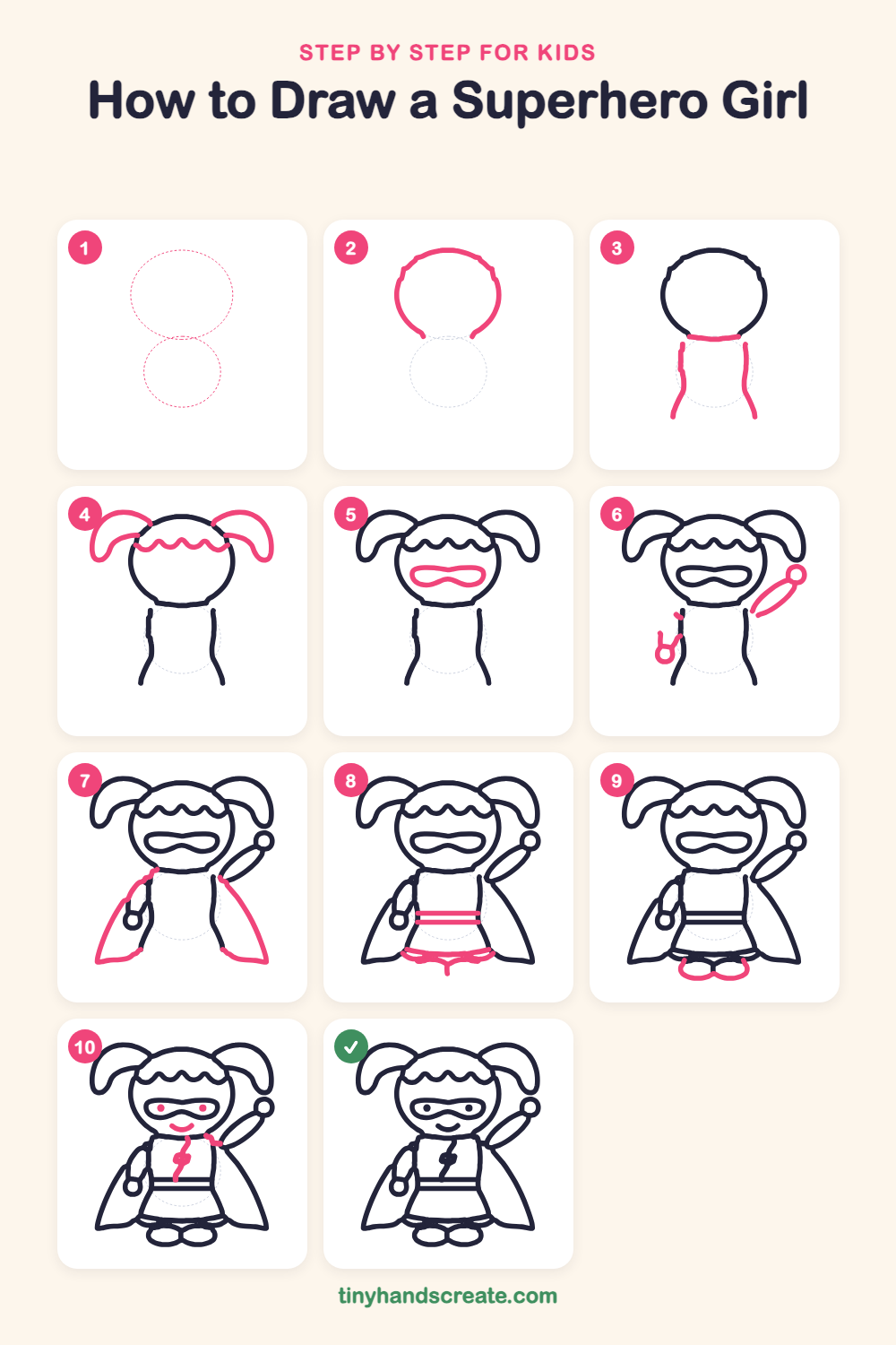 How to draw a superhero girl step by step for kids