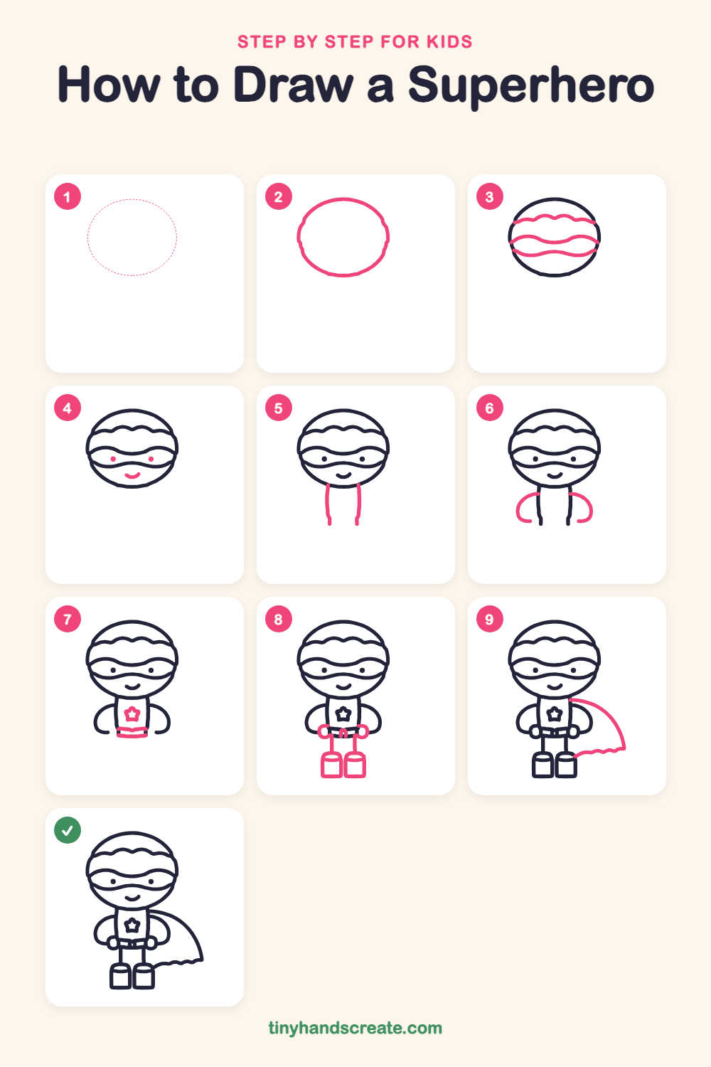 How to draw a superhero step by step for kids