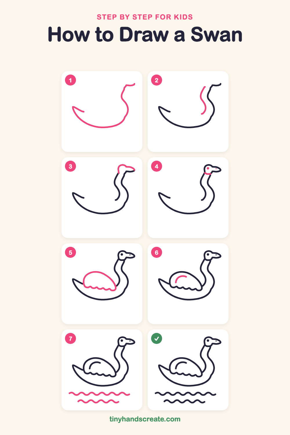 How to draw a swan step by step for kids