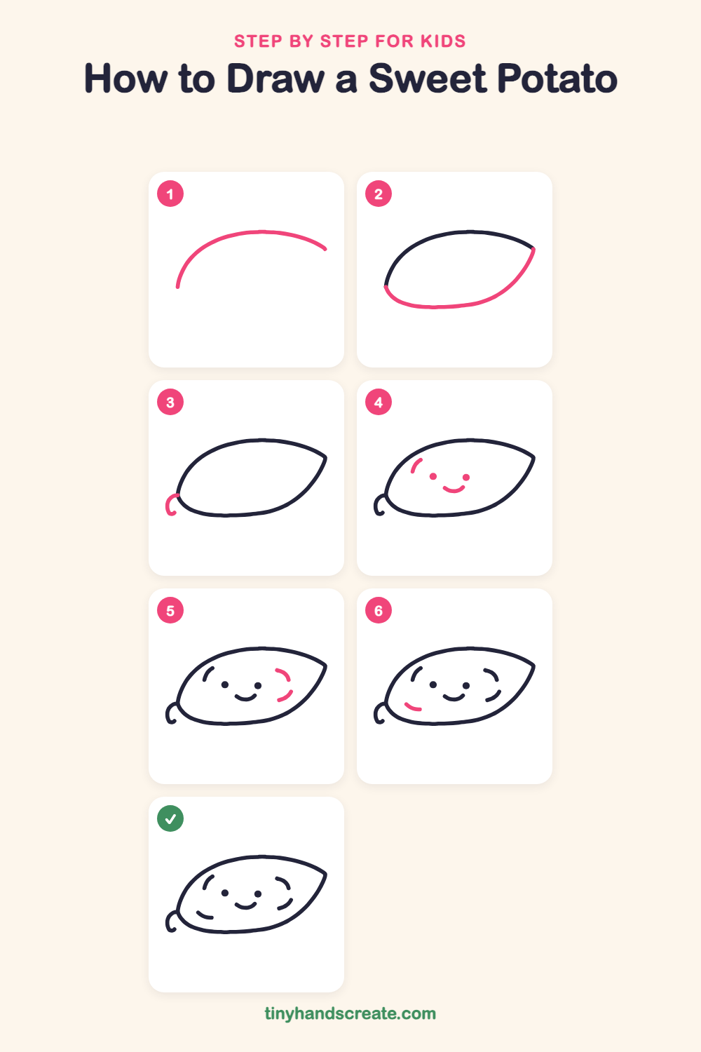 How to draw a sweet potato step by step for kids