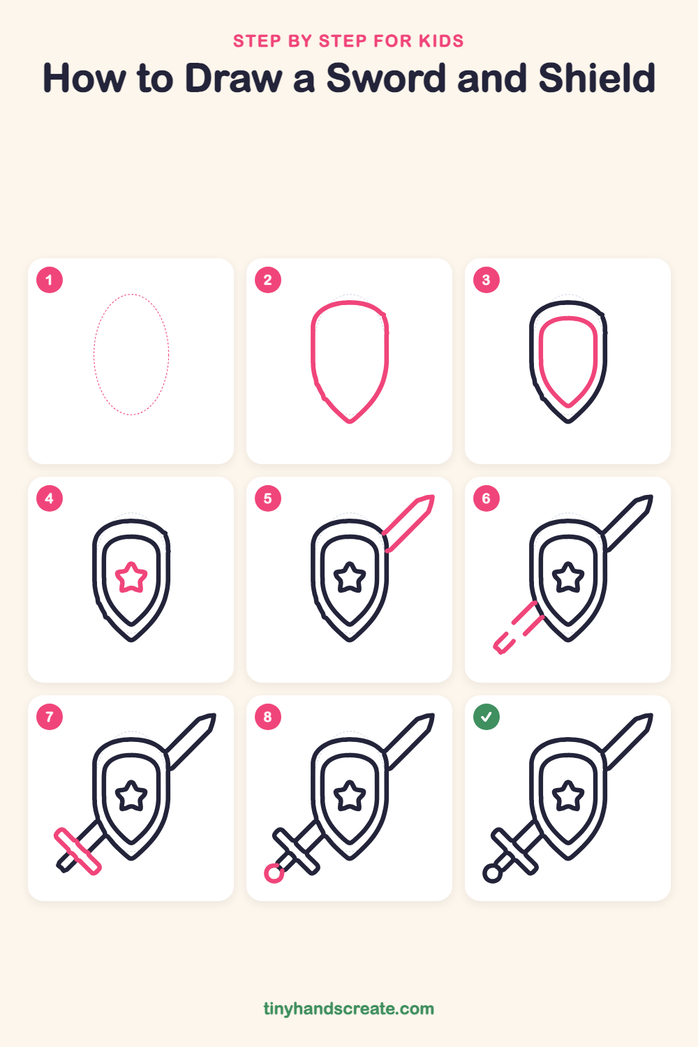 How to draw a sword and shield step by step for kids