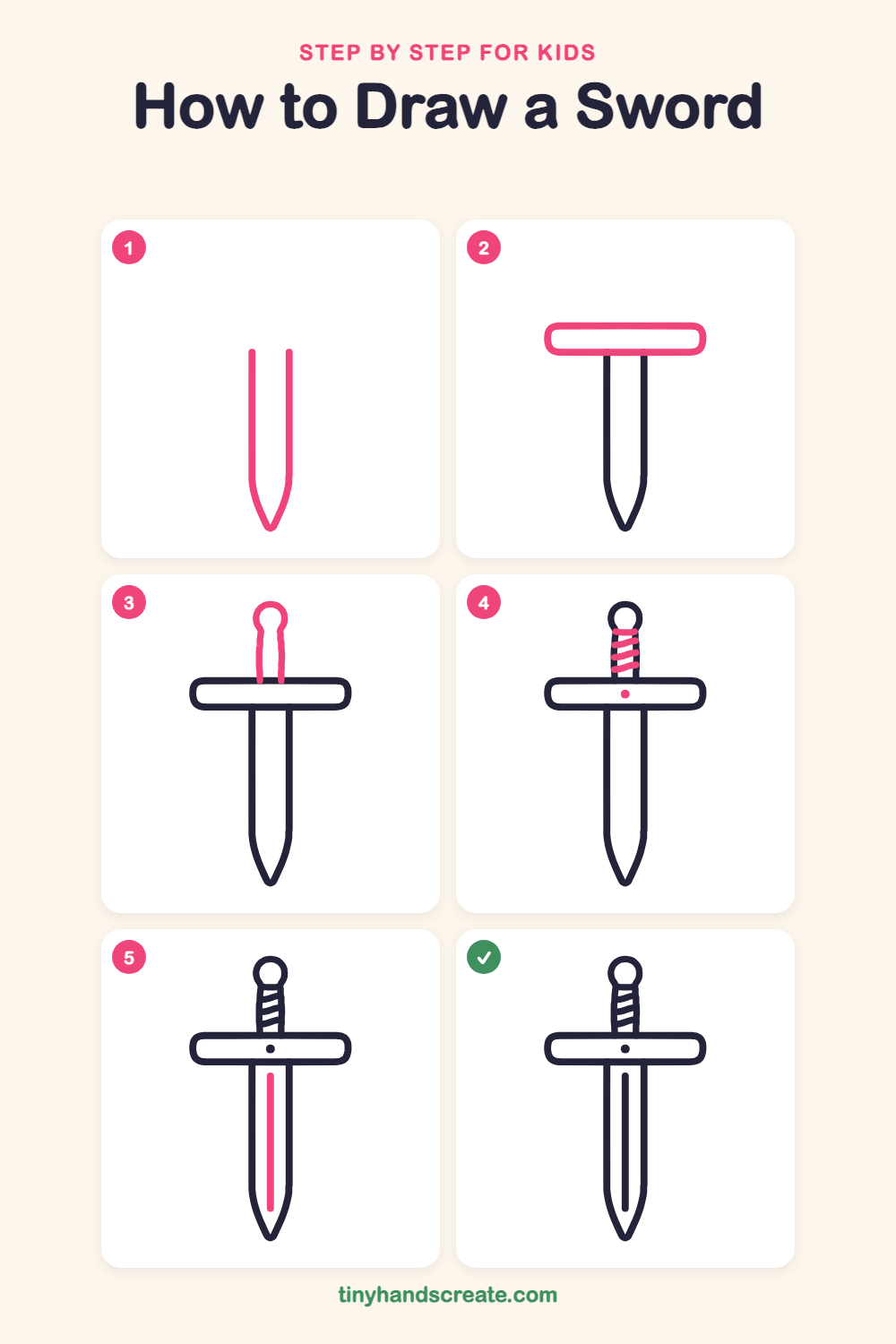 How to draw a sword step by step for kids