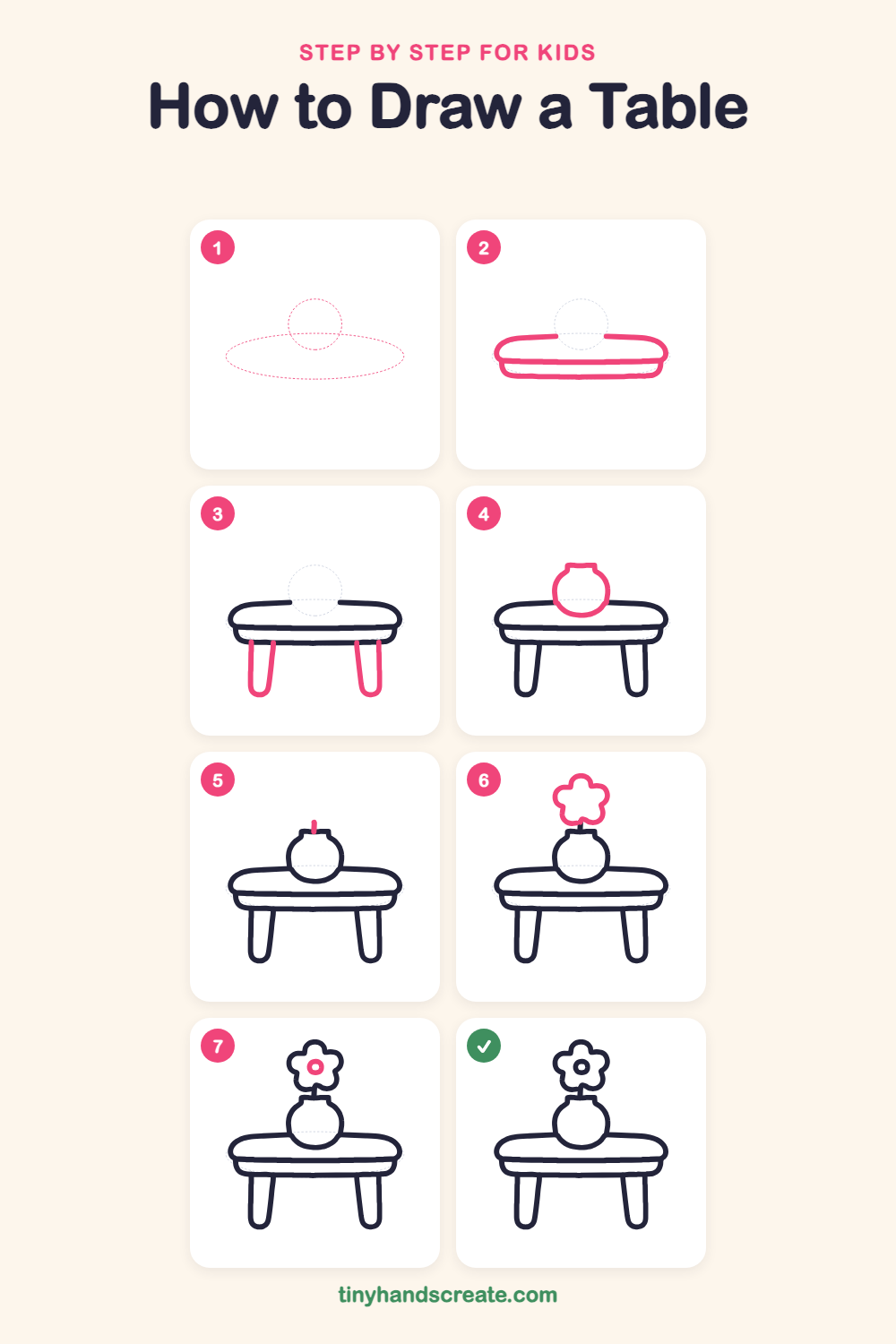 How to draw a table step by step for kids