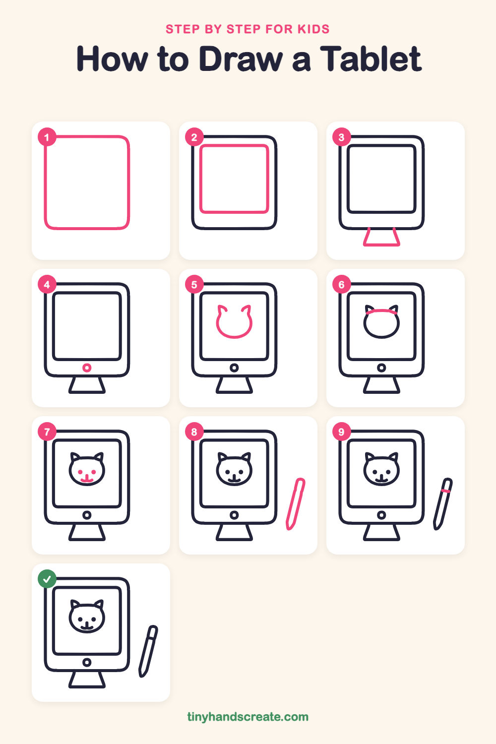 How to draw a tablet step by step for kids